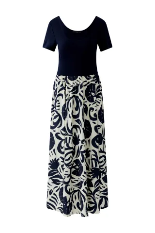 Oui - Kleid Silky Touch white blue - Gr. - 44