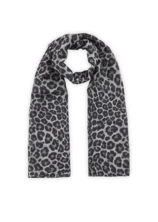 Schal aus recyceltem Polyester mit Leomuster grau - Gr. - one size