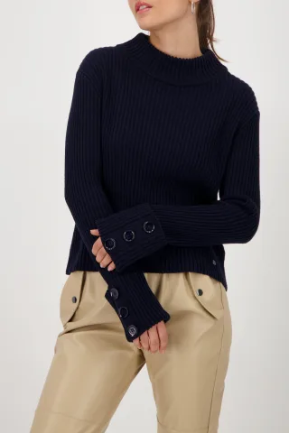 monari - Strickpullover mit Knopfdetail night sky - Gr. - 40