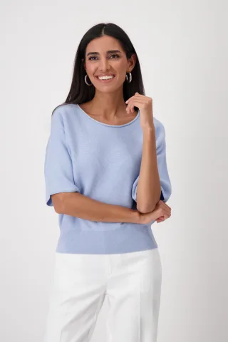 monari - Pullover in Linksstrick blue sky - Gr. - 46