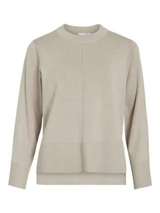 VILA - VIOSTRIA O-NECK L/S KNIT TOP-NOOS silver gray - Gr. - S
