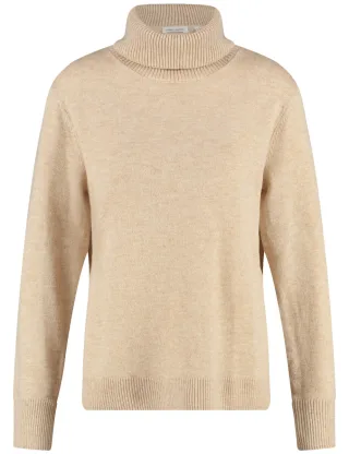GERRY WEBER Collection - Rollkragenpullover beige/weiß - Gr. - 42