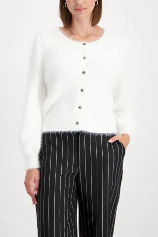 monari - Flauschige Strickjacke off-white - Gr. - 42