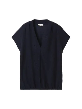 Tom Tailor - T-Shirt mit Lochmuster sky captain blue - Gr. - XS
