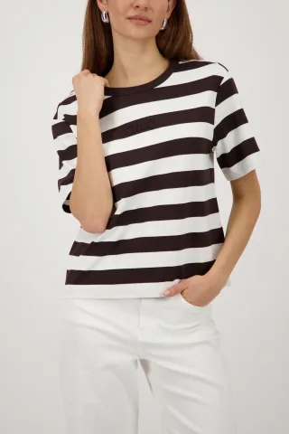 monari - Sweatshirt mit Streifen dark chocolate ringel - Gr. - 38