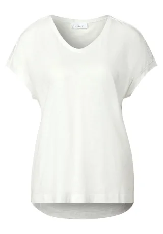 Street One Studio - Jersey V-Neck T-Shirt weiß - Gr. - 34