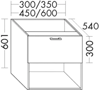 Burgbad Unterschrank Sys30 PG2 Echo 601x350x540 Eisblau Softmatt, WWCE035F3962 WWCE035F3962