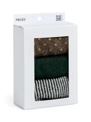 PIECES - PCSEBBY GLITTER SOCKS 3 PACK BOX BC MXM Black