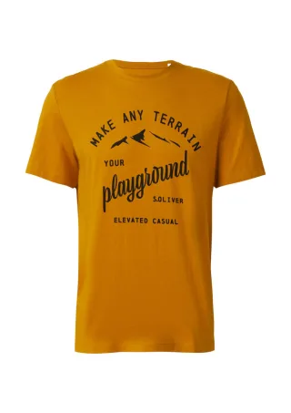 s.Oliver Red Label - T-Shirt mit Crew Neck und Frontprint gelb - Gr. - M