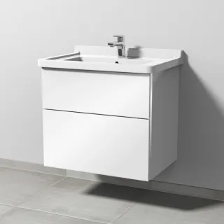 Sanipa 3way Waschtischunterbau zu Duravit Starck 3 Waschtisch mit 2 Auszügen, Weiß-Glanz BS71078