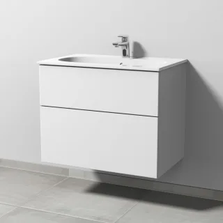 Sanipa 3way Waschtischunterbau zu Geberit Acanto Slim Waschtisch mit 2 Auszügen, Weiß-Soft SM41143