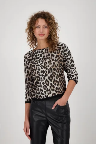 monari - Pullover mit Leopardenmuster schwarz gemustert - Gr. - 40