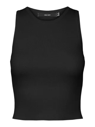 VERO MODA - VMGINNY SL O-NECK CROP TOP NOOS black - Gr. - XS