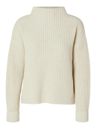 SELECTED WOMEN - SLWSELMA SUS LS KNIT PULLOVER NOOS Birch - Gr. - XL