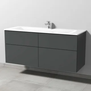 Sanipa 3way Glas-Set Glas-Waschtisch und Unterbau mit 4 Auszügen, Anthrazit-Matt SM20722