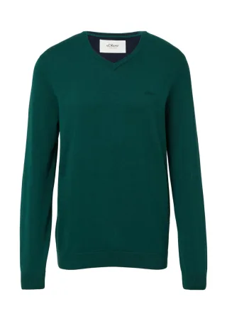 s.Oliver Red Label - Strickpullover mit Logostickerei grün - Gr. - XL