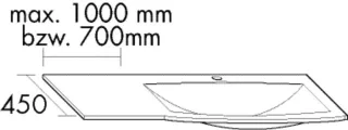 Burgbad Verlängerung rechtsseitig zu Mineralguss Waschtisch alpinweiss, H:16, T:450mm MWEK999RC0001