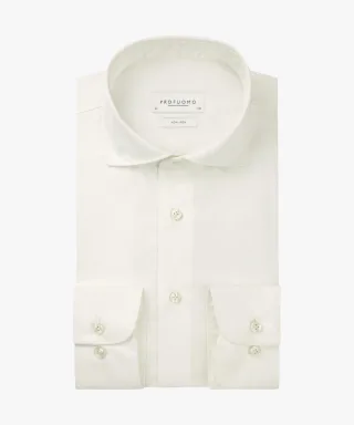 Profuomo - Cremefarbene Two-ply Twill Hemd cremeweiß - Gr. - 45