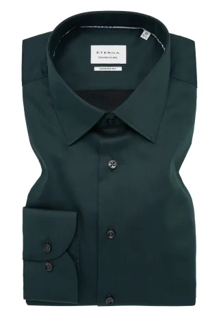 ETERNA - Hemd Satingewebe Langarm dunkelgrün - Gr. - 42/Langarm - 65cm
