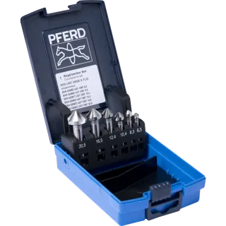 PFERD TOOLS HSSE-Kegelsenker-Set UGT 6-tlg. DIN 335 C 90° Ausführung Co5 mit Ungleichteilung - 25202195