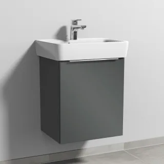 Sanipa 3way Waschtischunterbau zu Geberit Renova Plan Waschtisch mit 1 Tür, Anthrazit-Glanz UF87379