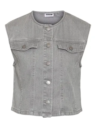 NOISY MAY - NMSONYA S/L CROP VEST BS012LG light grey denim - Gr. - L