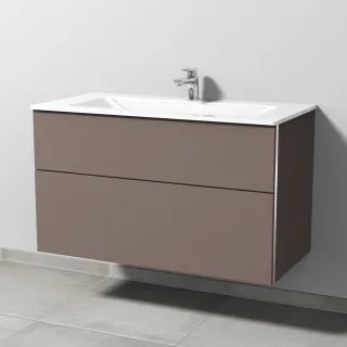 Sanipa 3way Glas-Set Glas-Waschtisch und Unterbau mit 2 Auszügen, Taupe-Matt BP2041T