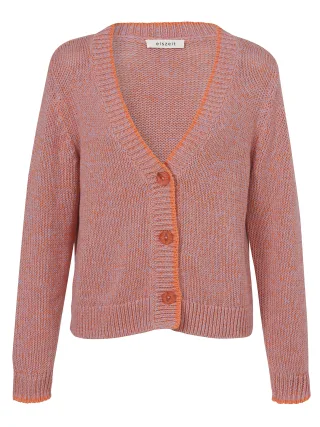 eiszeit - Jacke V-Ausschnitt 1/1 Arm Knöpfe lilac / coral - Gr. - 44