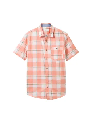 Tom Tailor - Kariertes Kurzarmhemd coral multicol structure check - Gr. - XL