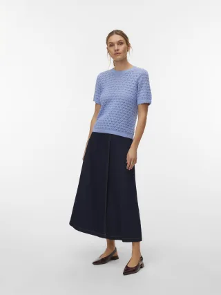 VERO MODA - VMJAQUELINE SS O-NECK TOP BOO Brunnera Blue - Gr. - S