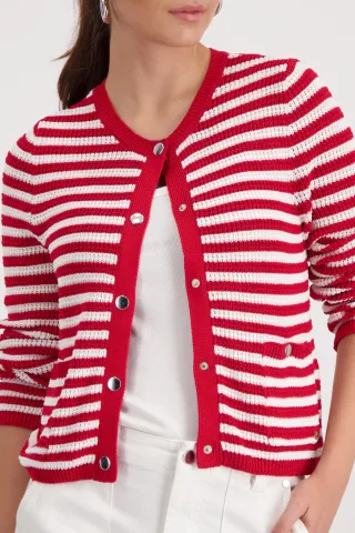 monari - Strickjacke mit Streifen chilli pepper ringel - Gr. - 36