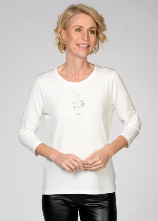 CLARINA - Rdh.-Shirt, 3/4 Arm, uni offwhite - Gr. - 36