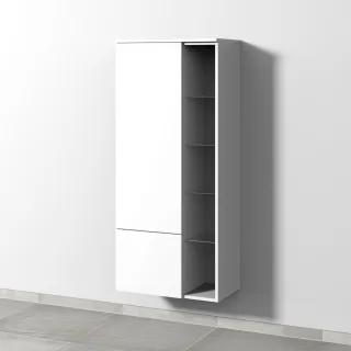 Sanipa 3way Stauraumschrank mit 1 Tür, 1 Auszug und offenen Fächern, Weiß-Soft SM18243