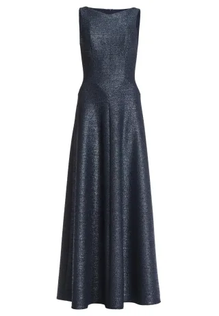 SWING - Robiges Abendkleid aus foliertem Jersey in Bouclé Optik navy - Gr. - 48