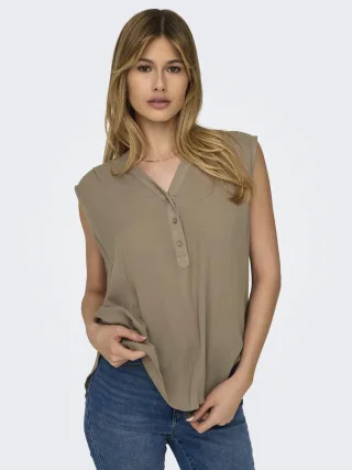 ONLY Blusentop "ONLJETTE – Blusentop mit V-Ausschnitt und Knopfleiste" regular fit, modisch, Web, Viskose, V-Ausschnitt