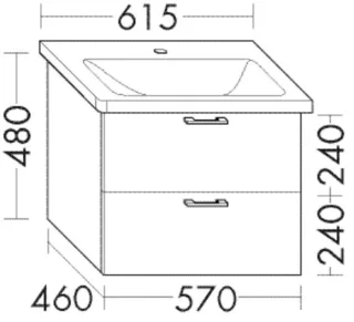 Burgbad Waschtischunterschrank Sys30 PG2 Echo 480x570x460 Eiche Dekor Cashmere, WVCD057F2237 WVCD057F2237