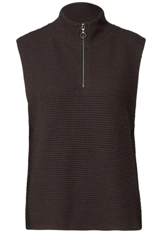 Street One - Turtleneck Shirt mit Zipper braun - Gr. - 34