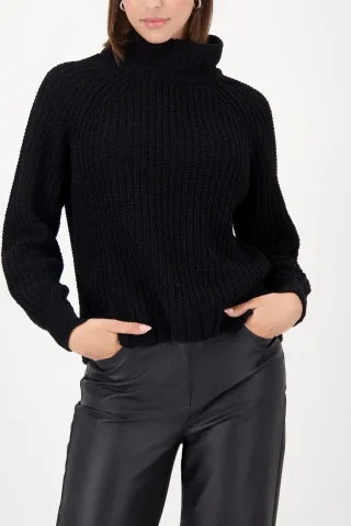 monari - Strickpullover mit Stehkragen schwarz - Gr. - 42