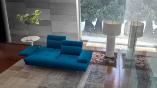 CALIA ITALIA 3,5-Sitzer "Toby Wing, 228 cm breit, Designsofa mit erstklassigem Sitzkomfort" inklusive Sitztiefenverstellung, Füße in Chrom glänzend
