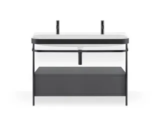 Duravit Happy D.2 Plus c-bonded Set mit Metallkonsole und Schubkasten Graphit Supermatt 1175x490x850 HP4764O80800000