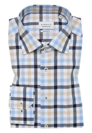 ETERNA - Hemd Twill Langarm blau - Gr. - 42/Langarm - 65cm