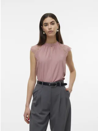 VERO MODA - VMMILLA SL LACE TEE NOOS Nostalgia Rose - Gr. - XS