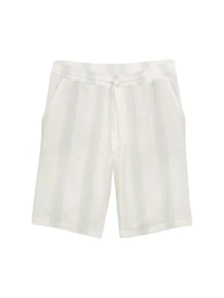 Denim Tom Tailor - Relaxed Fit Shorts aus Baumwolle off white big structure stripe - Gr. - S