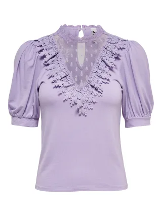 JDY - JDYGUNHILD S/S LACE TOP JRS lavendula - Gr. - M
