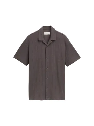 Denim Tom Tailor - Relaxed Fit Kurzarmhemd mit Struktur pavement grey - Gr. - M