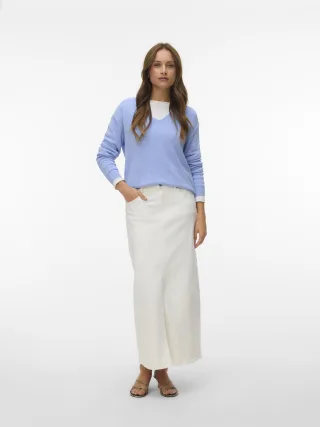 VERO MODA - VMCHARITY LS V-NECK PULLOVER NOOS brunnera blue - Gr. - XS