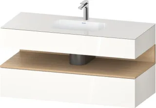 Duravit Qatego Einbauwaschtisch mit Konsolenwaschtischunterbau Weiß Hochglanz 1200x550x600 mm - QA47 QA4787030220000