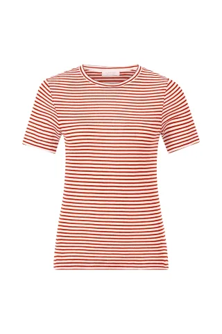 Rich & Royal - Sparkle Striped T-Shirt Organic sunset red - Gr. - XS