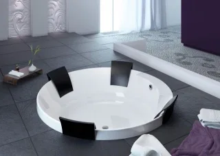 Hoesch Badewanne Aviva Rund 1800 mit vier Kopf-/Rückenstützen 6620.010