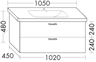 Burgbad Waschtischunterschrank Sys30 PG3 Diago 480x1020x450 Lichtgrau Matt, WWLD102F3355 WWLD102F3355
